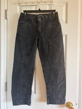 Free People Washed Black Utility Jeans